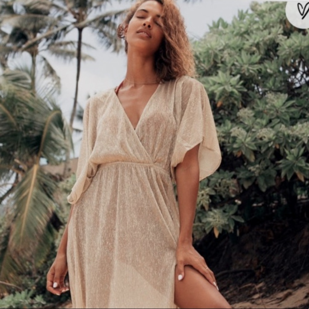 Lulus Midas Sheer Long Gold Cover-Up - |XS|